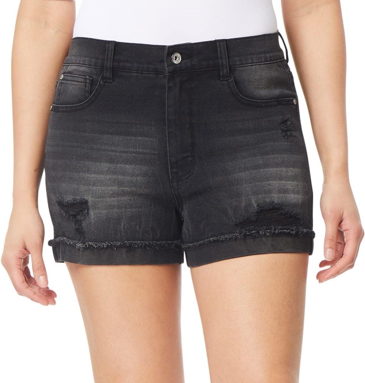 imageWallFlower Womens Fearless Curvy Denim Shorts HighRise Insta Vintage Juniors Standard and PlusMid Carbon