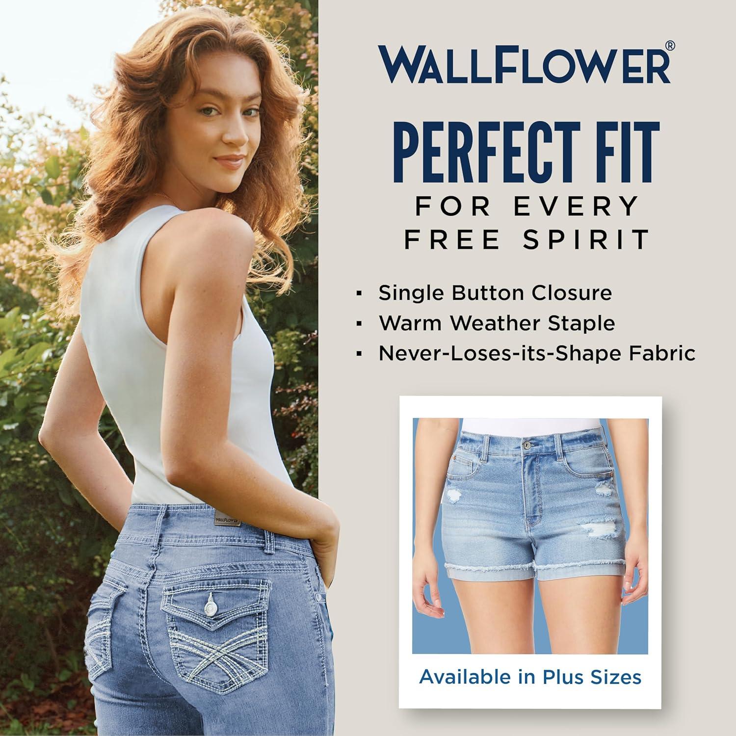 imageWallFlower Womens Fearless Curvy Denim Shorts HighRise Insta Vintage Juniors Standard and PlusSelma