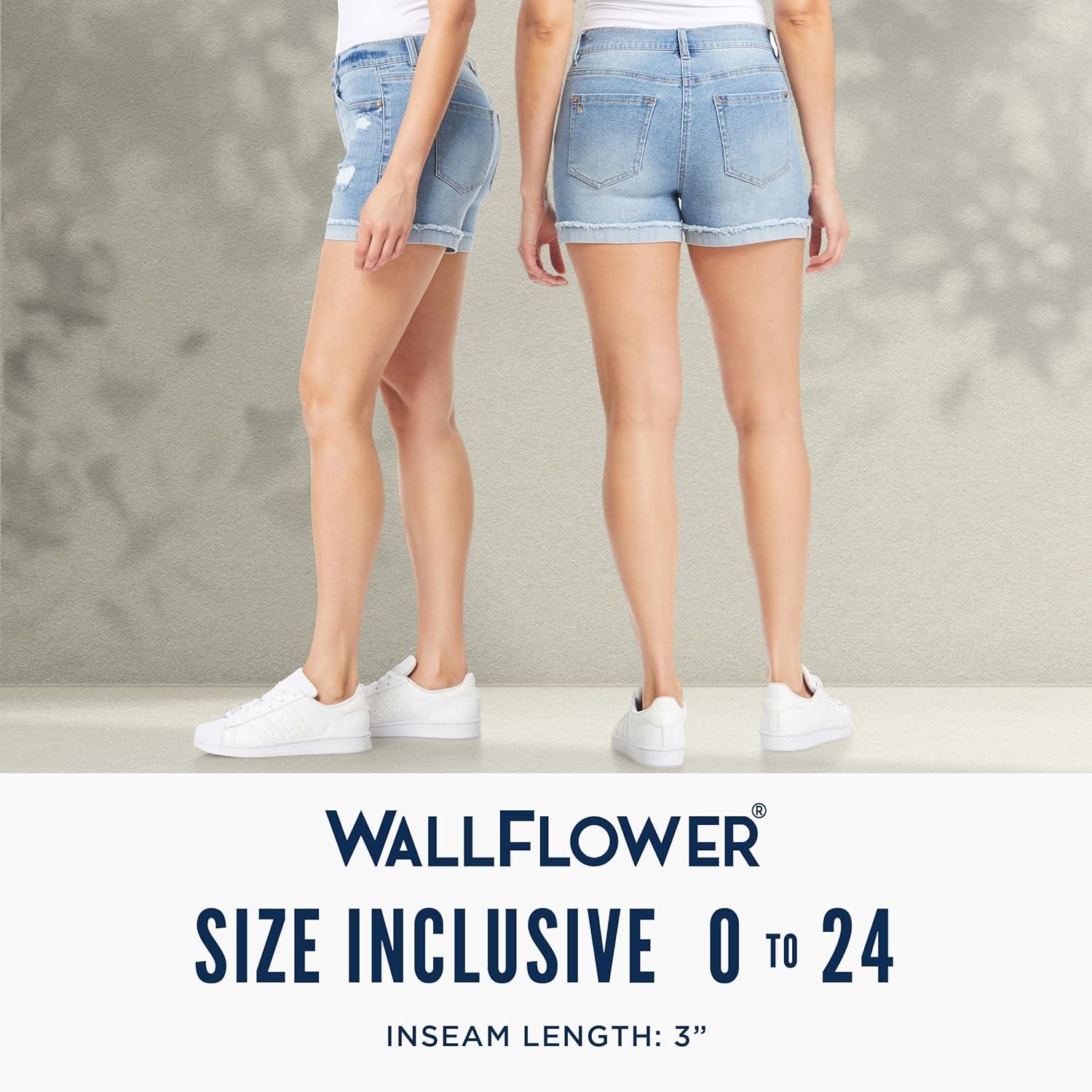 imageWallFlower Womens Fearless Curvy Denim Shorts HighRise Insta Vintage Juniors Standard and PlusSelma