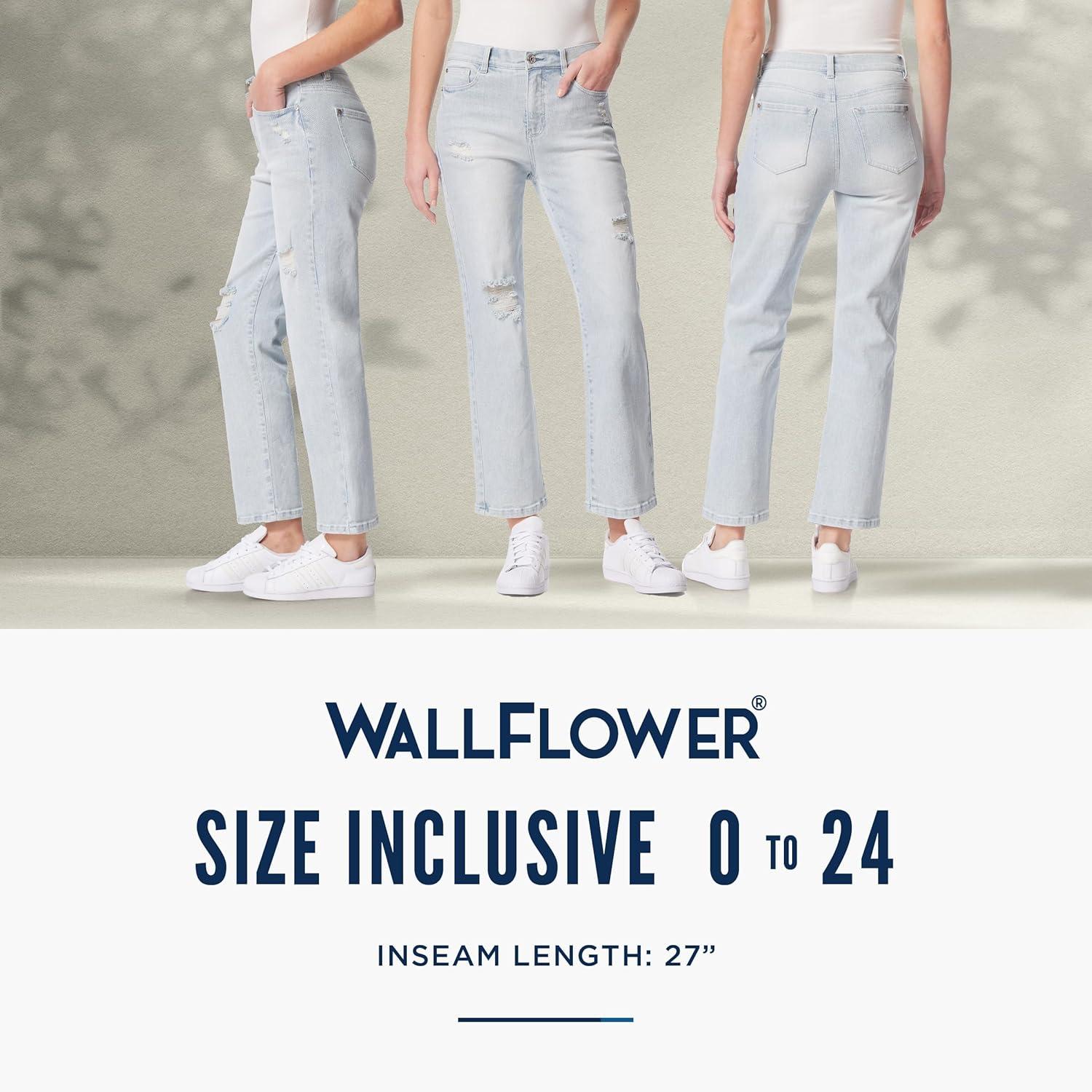 imageWallFlower Womens Fearless Curvy Straight Denim Super HighRise Insta Vintage Juniors JeansAlpine