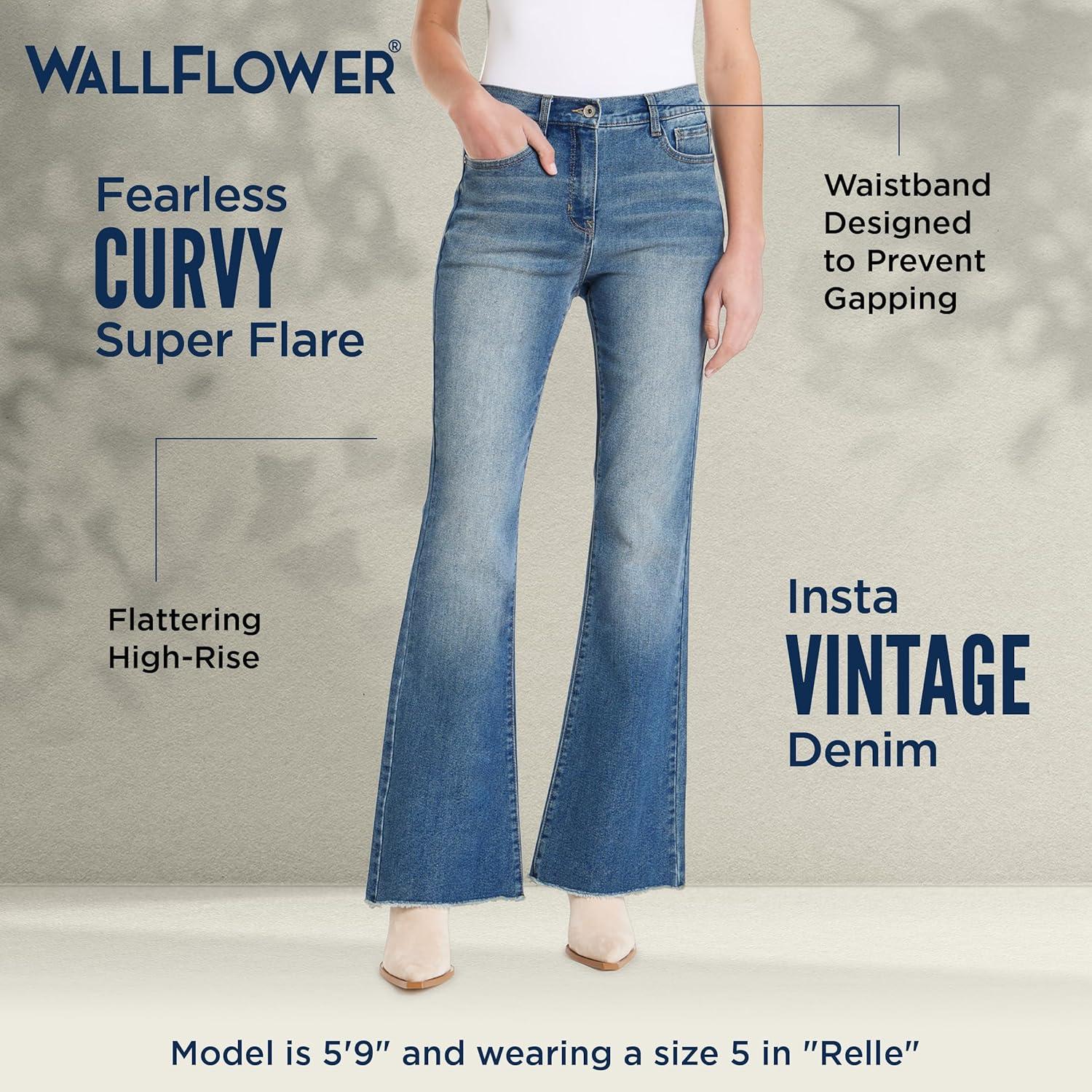 imageWallFlower Womens Fearless Curvy Super Flare High Rise Insta Vintage Juniors JeansRelle