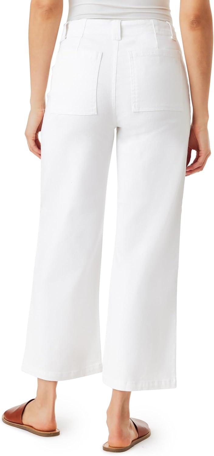 imageWallFlower Womens Fearless Curvy Wide Leg HighRise Juniors 27quot Ankle Denim and Twill PantsBright White