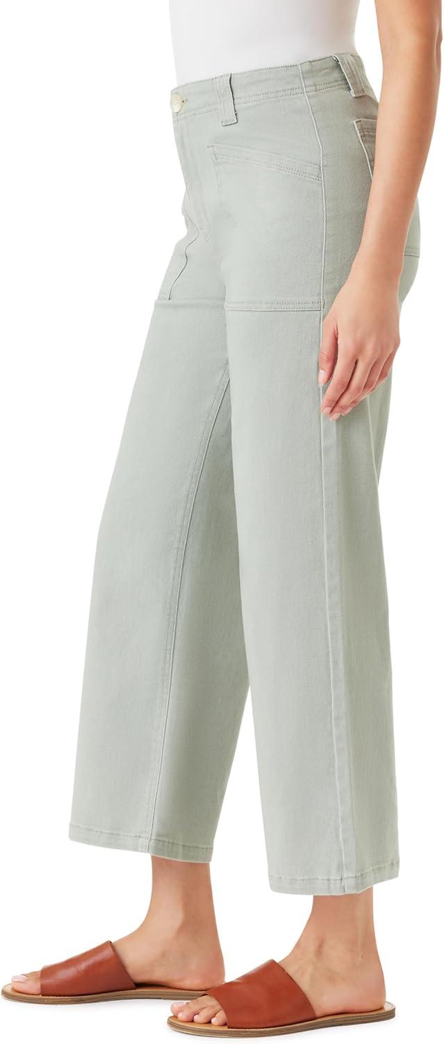 imageWallFlower Womens Fearless Curvy Wide Leg HighRise Juniors 27quot Ankle Denim and Twill PantsSeagrass