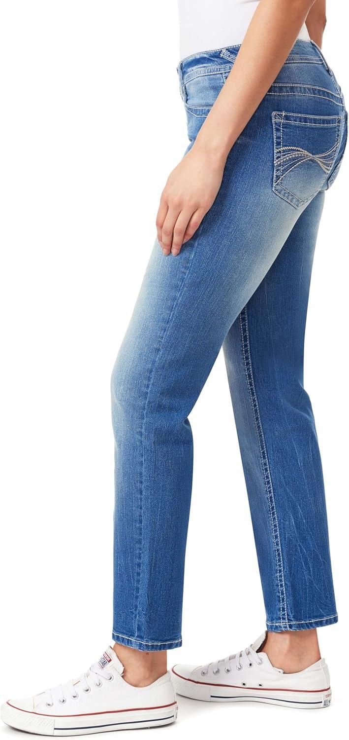 imageWallFlower Womens Feisty Curvy 30quot Low Rise Straight Insta Stretch Juniors JeansMirabelle