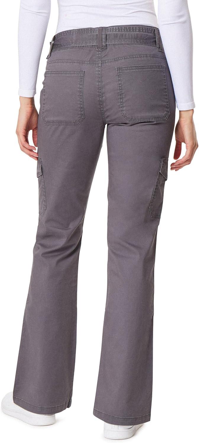 imageWallFlower Womens Feisty Curvy Cargo Flare Low Rise Belted Insta Stretch Juniors PantsBlack Pearl