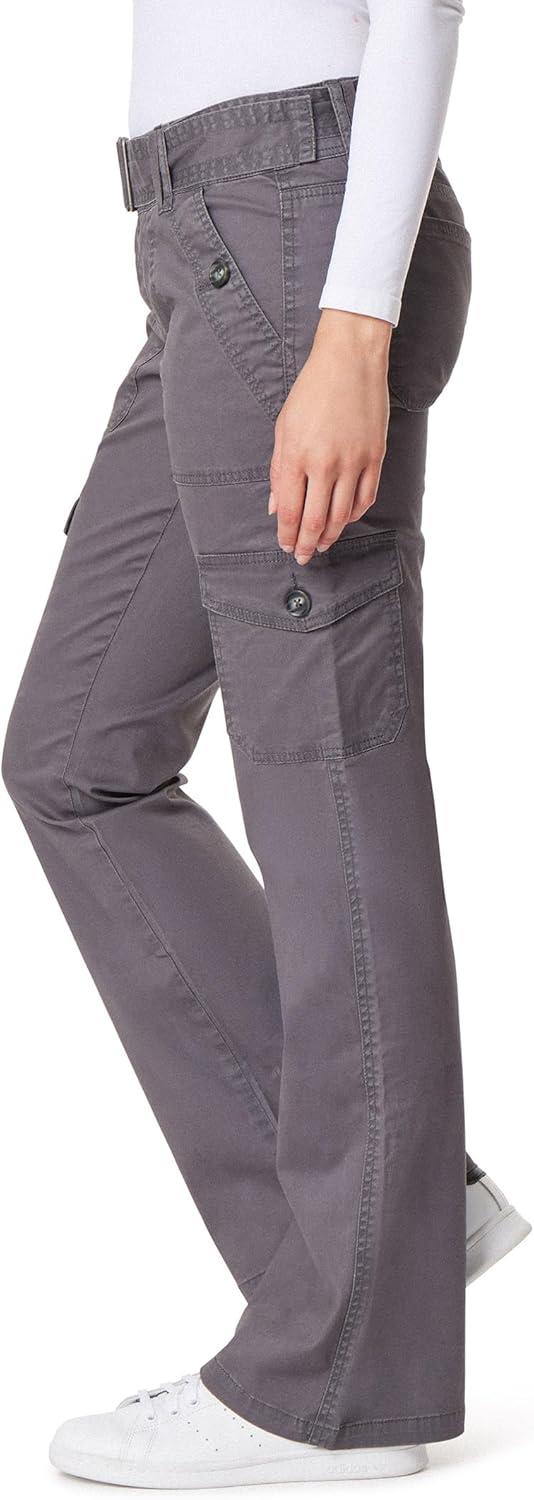 imageWallFlower Womens Feisty Curvy Cargo Flare Low Rise Belted Insta Stretch Juniors PantsBlack Pearl