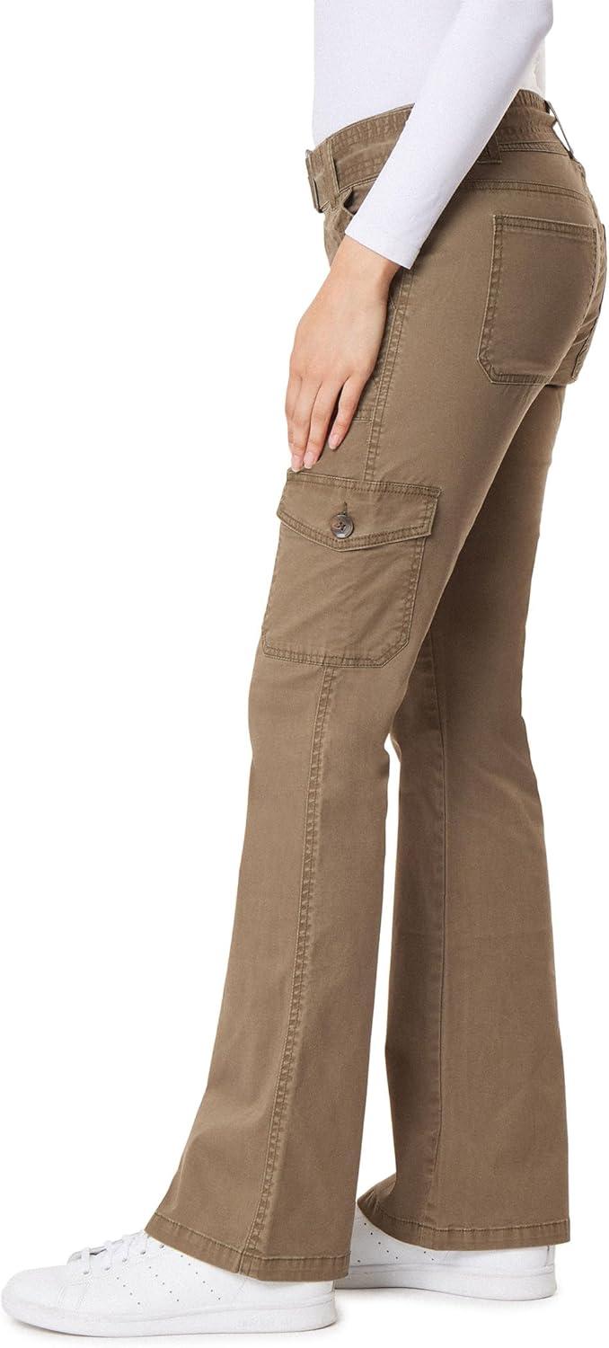 imageWallFlower Womens Feisty Curvy Cargo Flare Low Rise Belted Insta Stretch Juniors PantsDark Olive