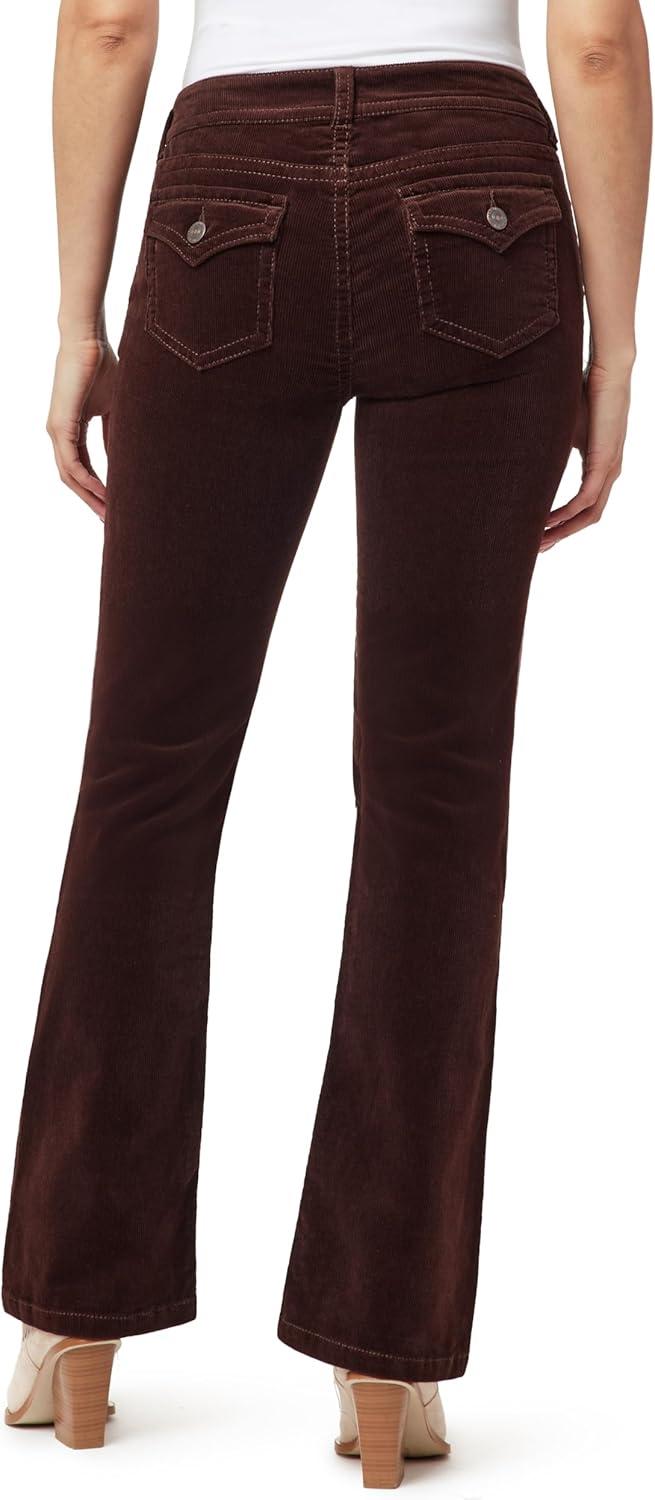 imageWallFlower Womens Feisty Curvy Low Rise Slim Flare Corduroy Juniors PantsChestnut