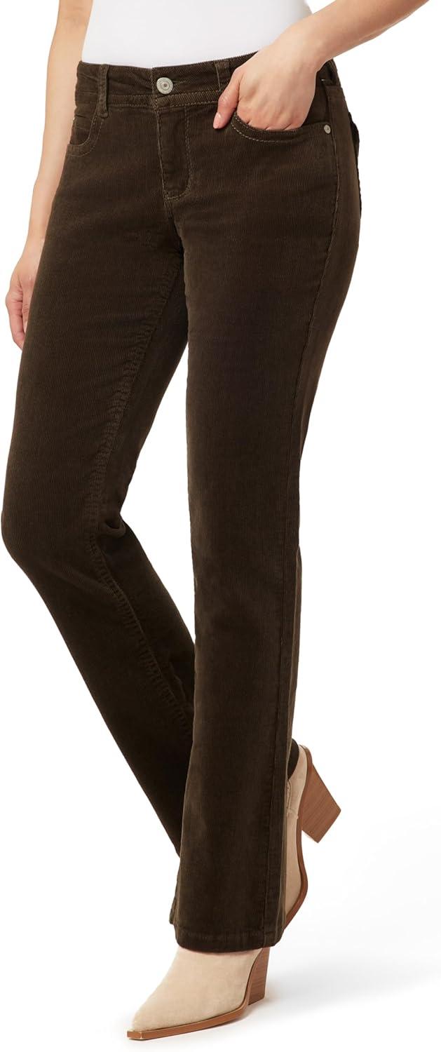 imageWallFlower Womens Feisty Curvy Low Rise Slim Flare Corduroy Juniors PantsDeep Moss