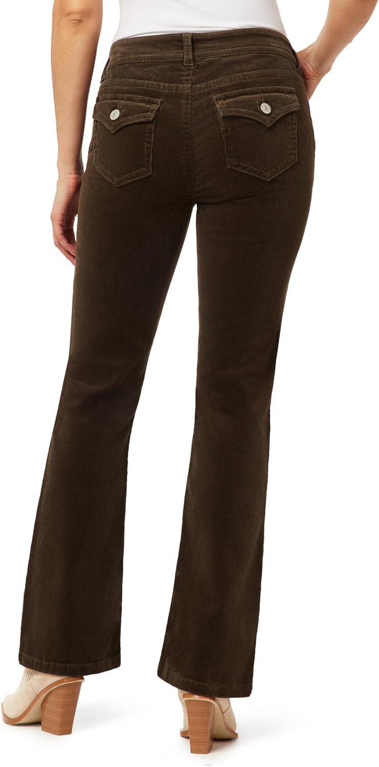 imageWallFlower Womens Feisty Curvy Low Rise Slim Flare Corduroy Juniors PantsDeep Moss