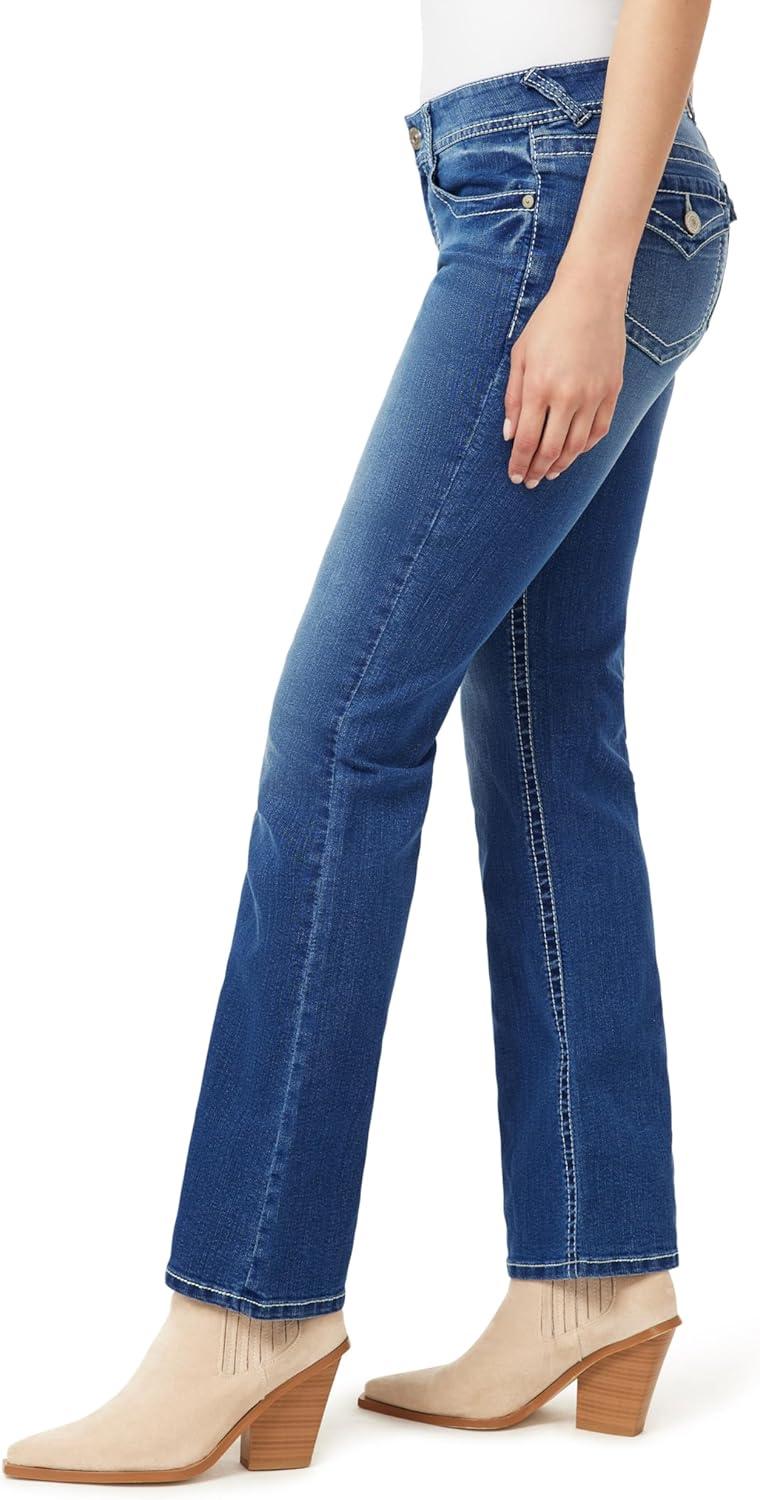 imageWallFlower Womens Feisty Curvy Low Rise Slim Flare Insta Stretch Juniors JeansGenevieve