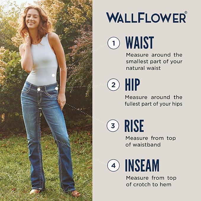 imageWallFlower Womens Feisty Curvy Low Rise Slim Flare Insta Stretch Juniors JeansHollie