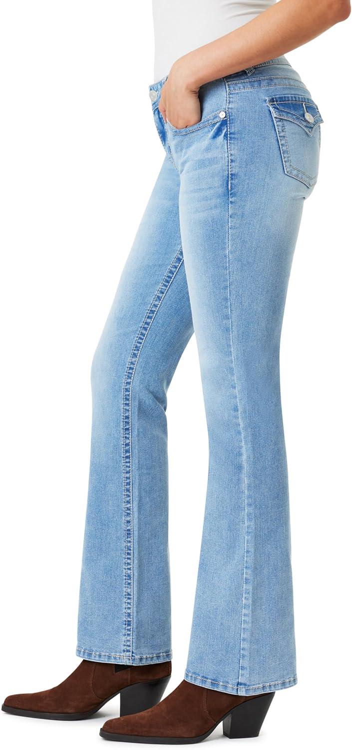 imageWallFlower Womens Feisty Curvy Low Rise Slim Flare Insta Stretch Juniors JeansNash