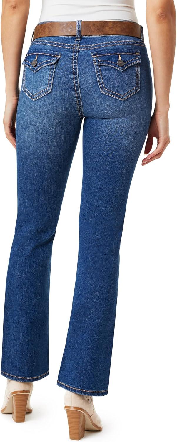 imageWallFlower Womens Feisty Curvy Low Rise Slim Flare Insta Stretch Juniors JeansParadise Belted