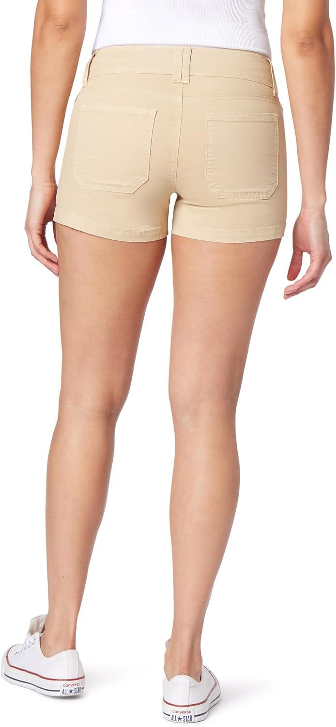 imageWallFlower Womens Feisty Curvy Twill Shorts 3quot LowRise Insta Stretch JuniorsPale Khaki