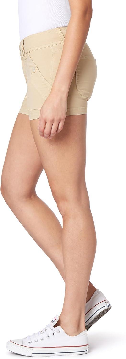 imageWallFlower Womens Feisty Curvy Twill Shorts 3quot LowRise Insta Stretch JuniorsPale Khaki