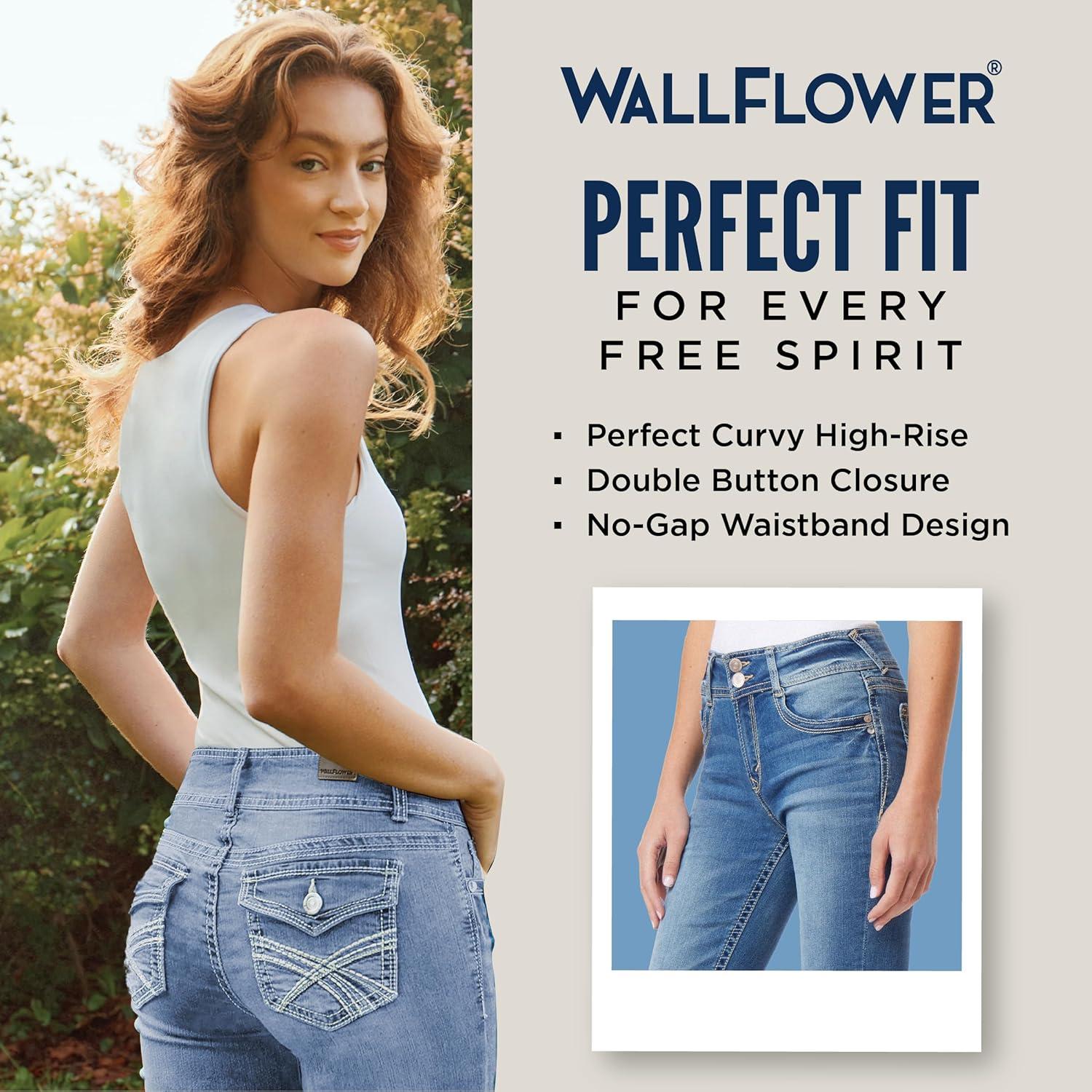 imageWallFlower Womens Flirty Curvy Flare High Rise Insta Stretch Juniors JeansGemma