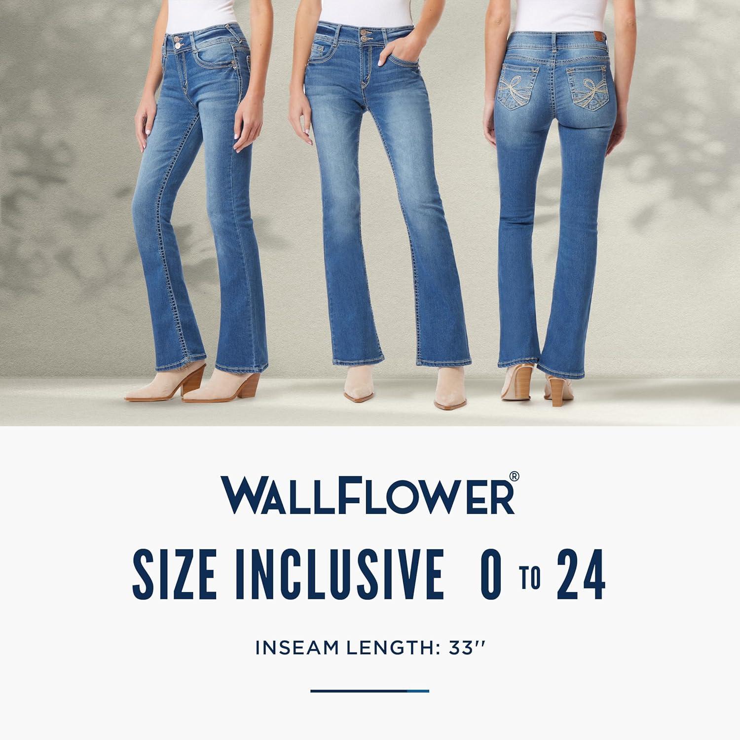 imageWallFlower Womens Flirty Curvy Flare High Rise Insta Stretch Juniors JeansPia