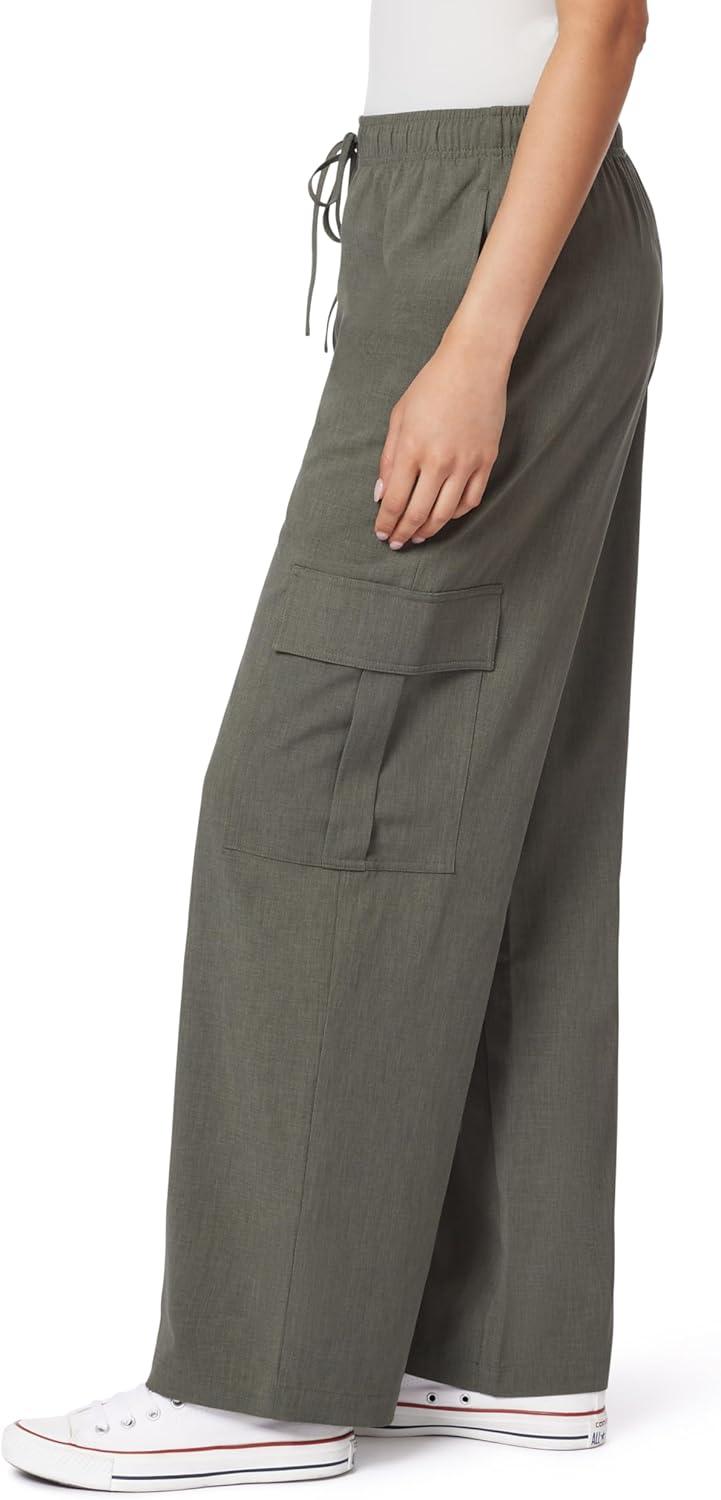 imageWallFlower Womens Flirty Curvy Pull on Relaxed High Rise Cargo Insta Pro Juniors TrousersOlive