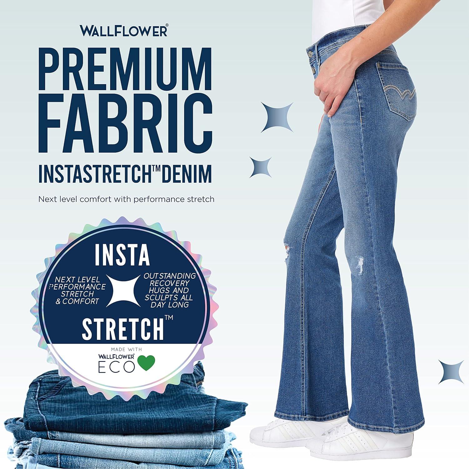imageWallFlower Womens Flirty Curvy Super Flare High Rise Insta Stretch Juniors JeansCedar