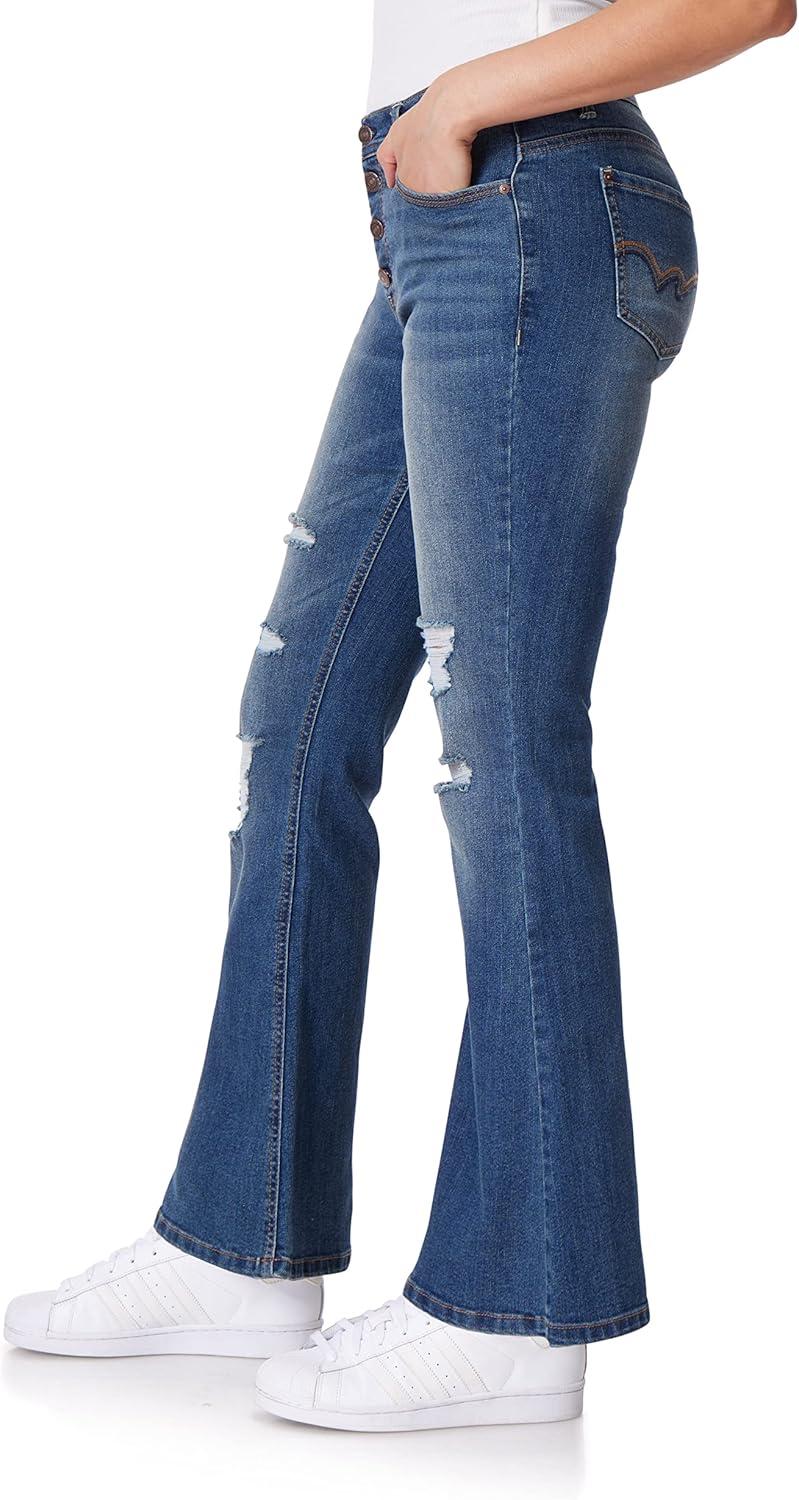 imageWallFlower Womens Flirty Curvy Super Flare High Rise Insta Stretch Juniors JeansParadise