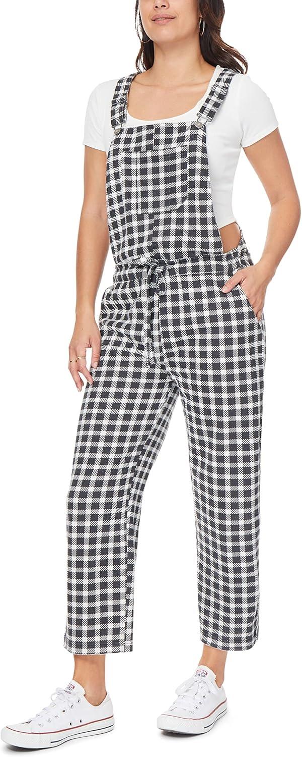 imageWallFlower Womens French Terry Jogger OverallsBlack Ivory