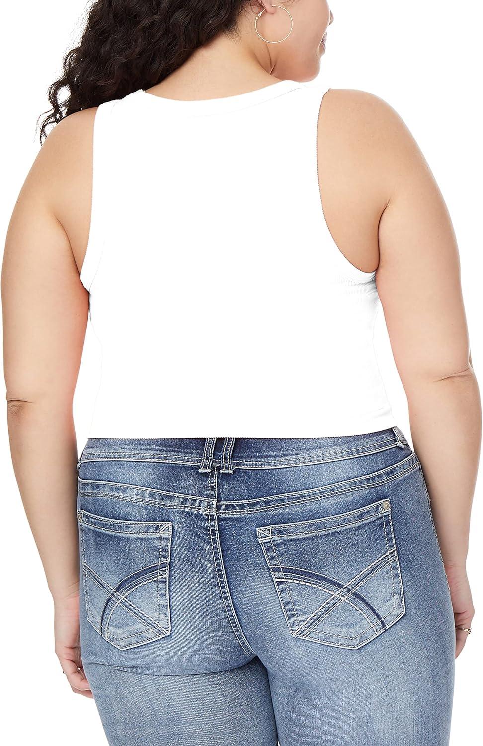 imageWallFlower Womens Insta Smooth Seamless Tank Top 2Pack Standard and PlusBlackWhite Highneck