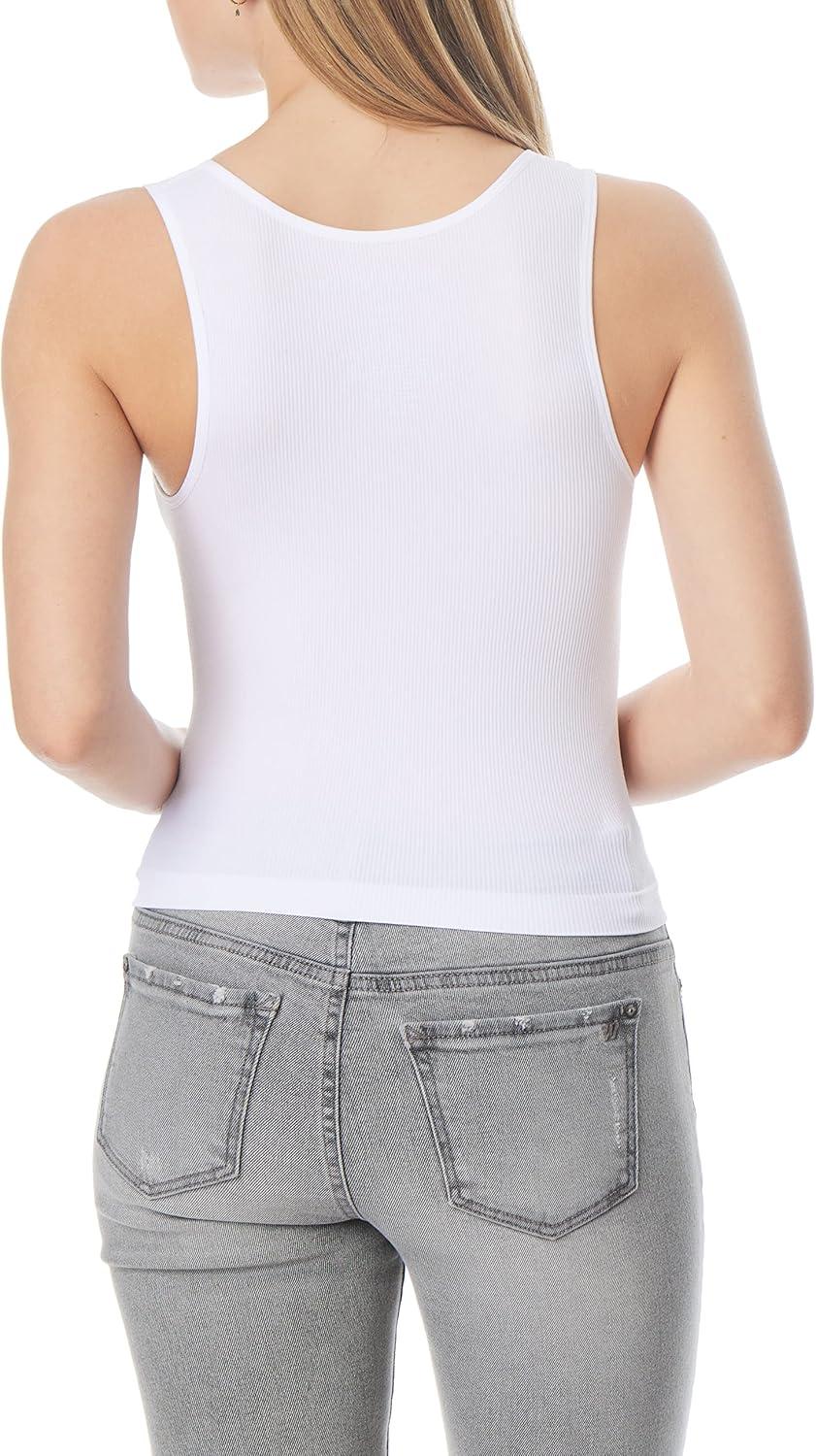 imageWallFlower Womens Insta Smooth Seamless Tank Top 2Pack Standard and PlusBlackWhite Vneck