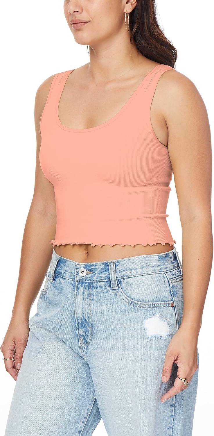 imageWallFlower Womens Insta Smooth Seamless Tank Tops 3Pack Standard and PlusSnow WhiteBlack NightPeach Pearl