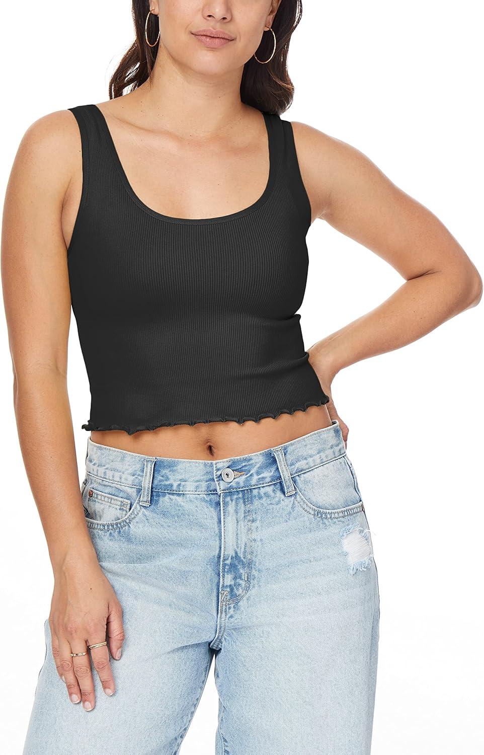 imageWallFlower Womens Insta Smooth Seamless Tank Tops 3Pack Standard and PlusSnow WhiteBlack NightPeach Pearl