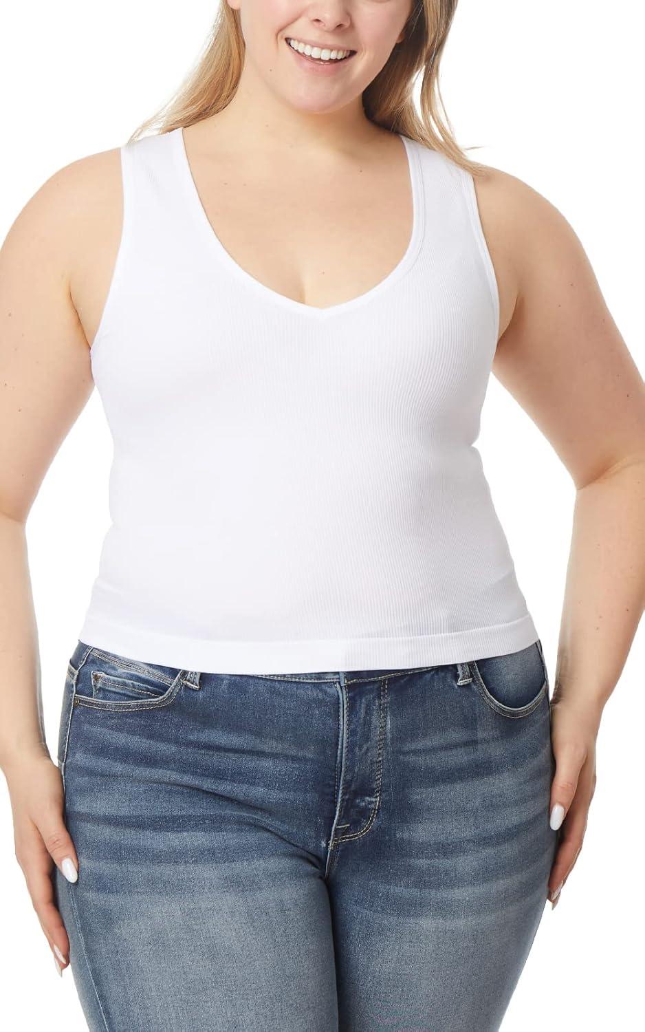 imageWallFlower Womens Insta Smooth Seamless Tank Tops 3Pack Standard and PlusSnow WhiteBlack NightZen Blue
