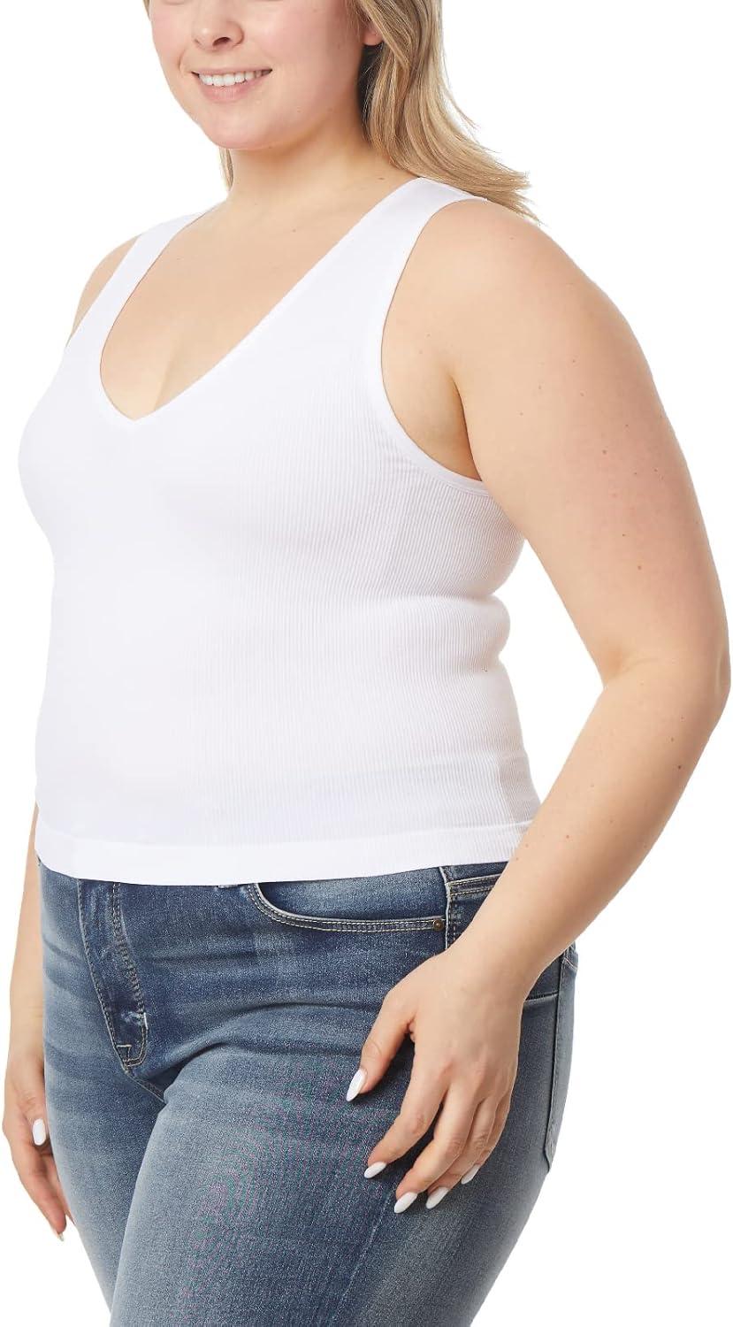 imageWallFlower Womens Insta Smooth Seamless Tank Tops 3Pack Standard and PlusSnow WhiteBlack NightZen Blue