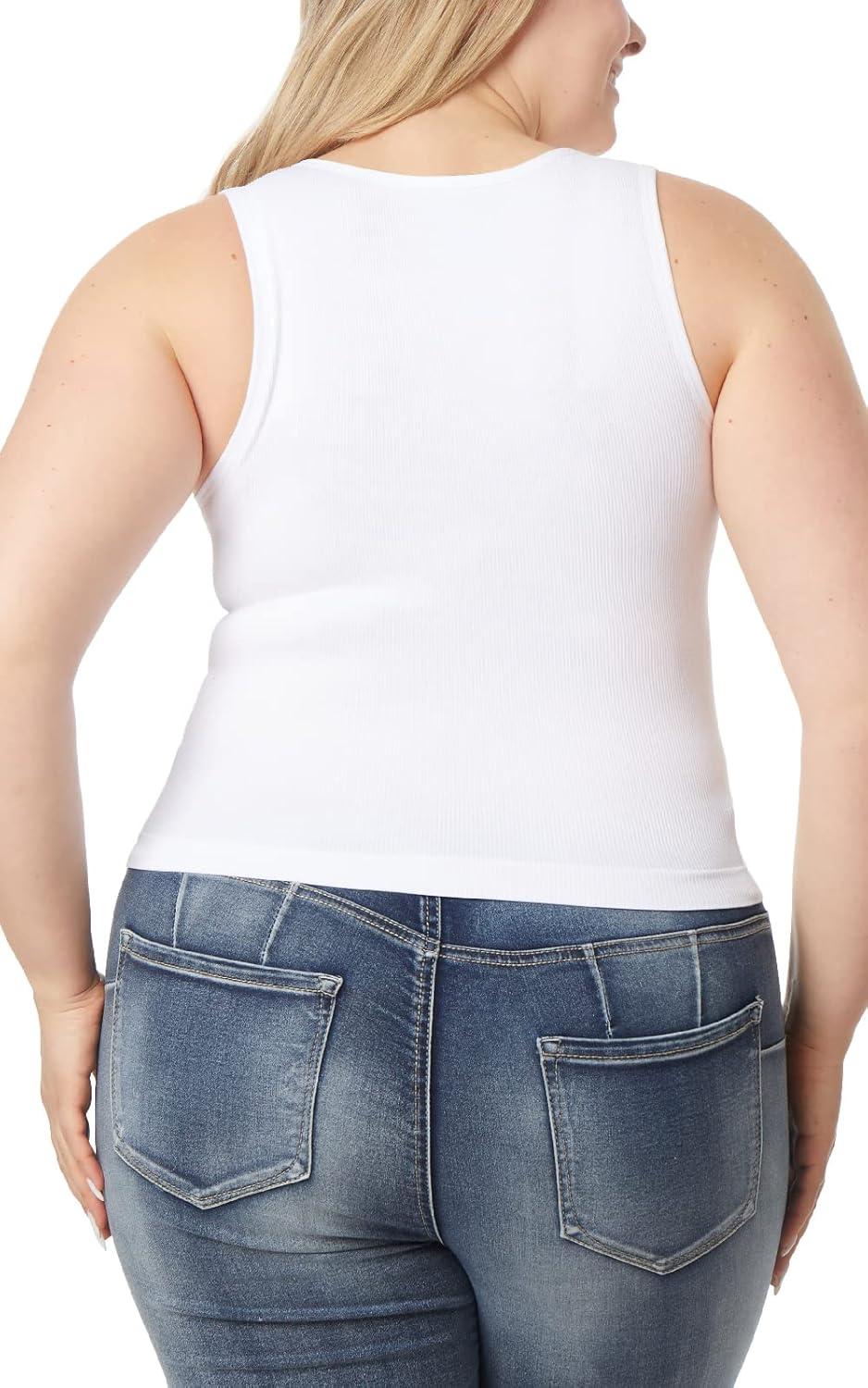 imageWallFlower Womens Insta Smooth Seamless Tank Tops 3Pack Standard and PlusSnow WhiteBlack NightZen Blue