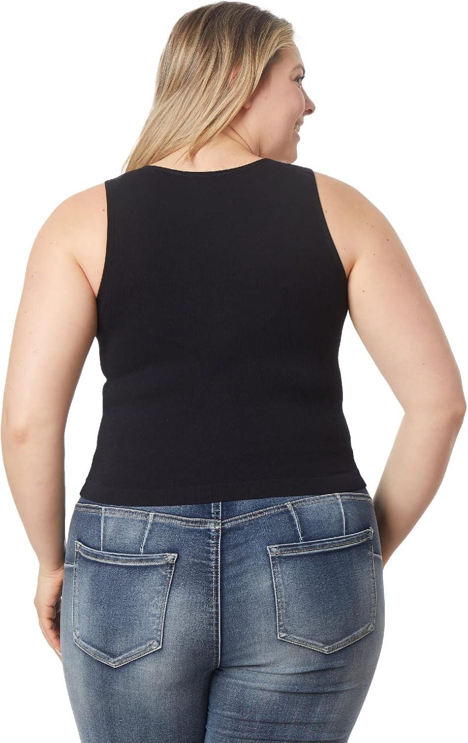 imageWallFlower Womens Insta Smooth Seamless Tank Tops 3Pack Standard and PlusSnow WhiteBlack NightZen Blue