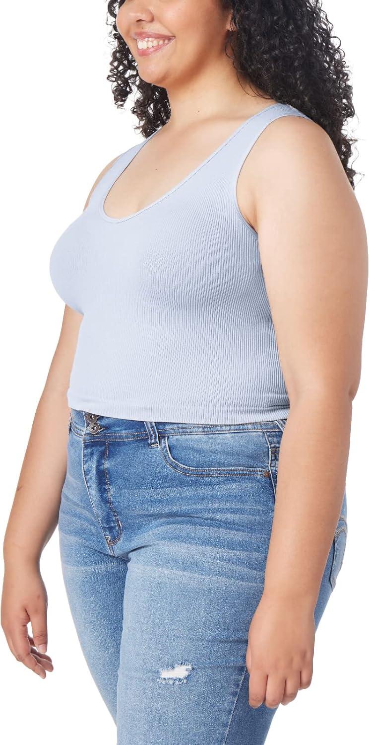 imageWallFlower Womens Insta Smooth Seamless Tank Tops 3Pack Standard and PlusSnow WhiteBlack NightZen Blue