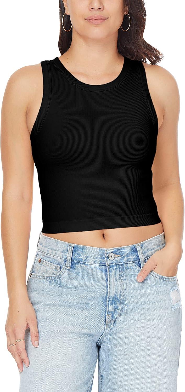 imageWallFlower Womens Insta Smooth Seamless Tank Tops 3Pack Standard and PlusSnow WhiteFrench RoastBlack Night