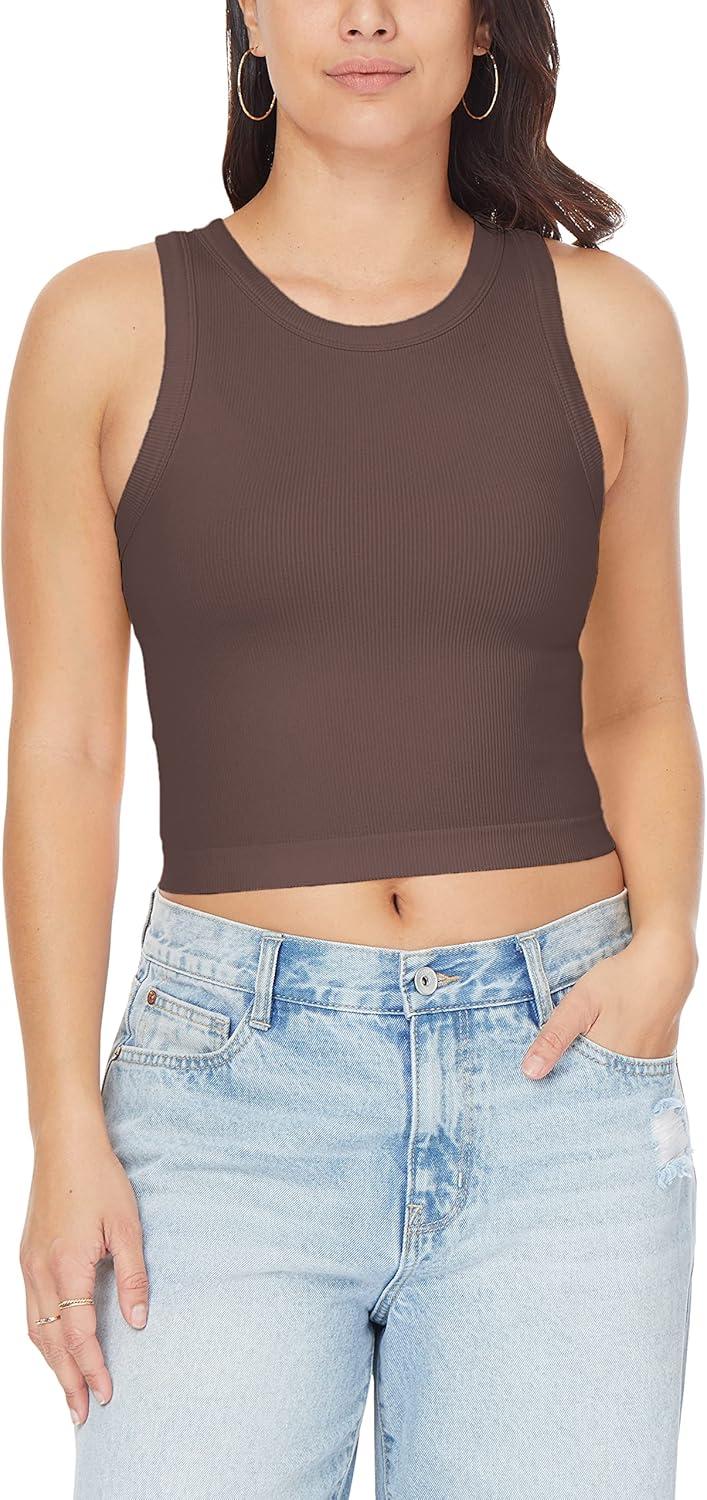 imageWallFlower Womens Insta Smooth Seamless Tank Tops 3Pack Standard and PlusSnow WhiteFrench RoastBlack Night