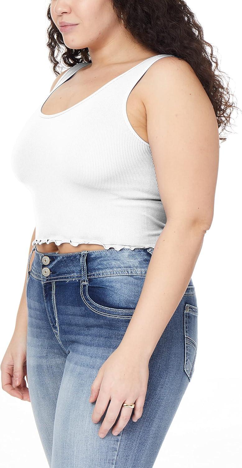 imageWallFlower Womens Insta Smooth Seamless Tank Tops 3Pack Standard and PlusSnow WhiteImpalaAzurine