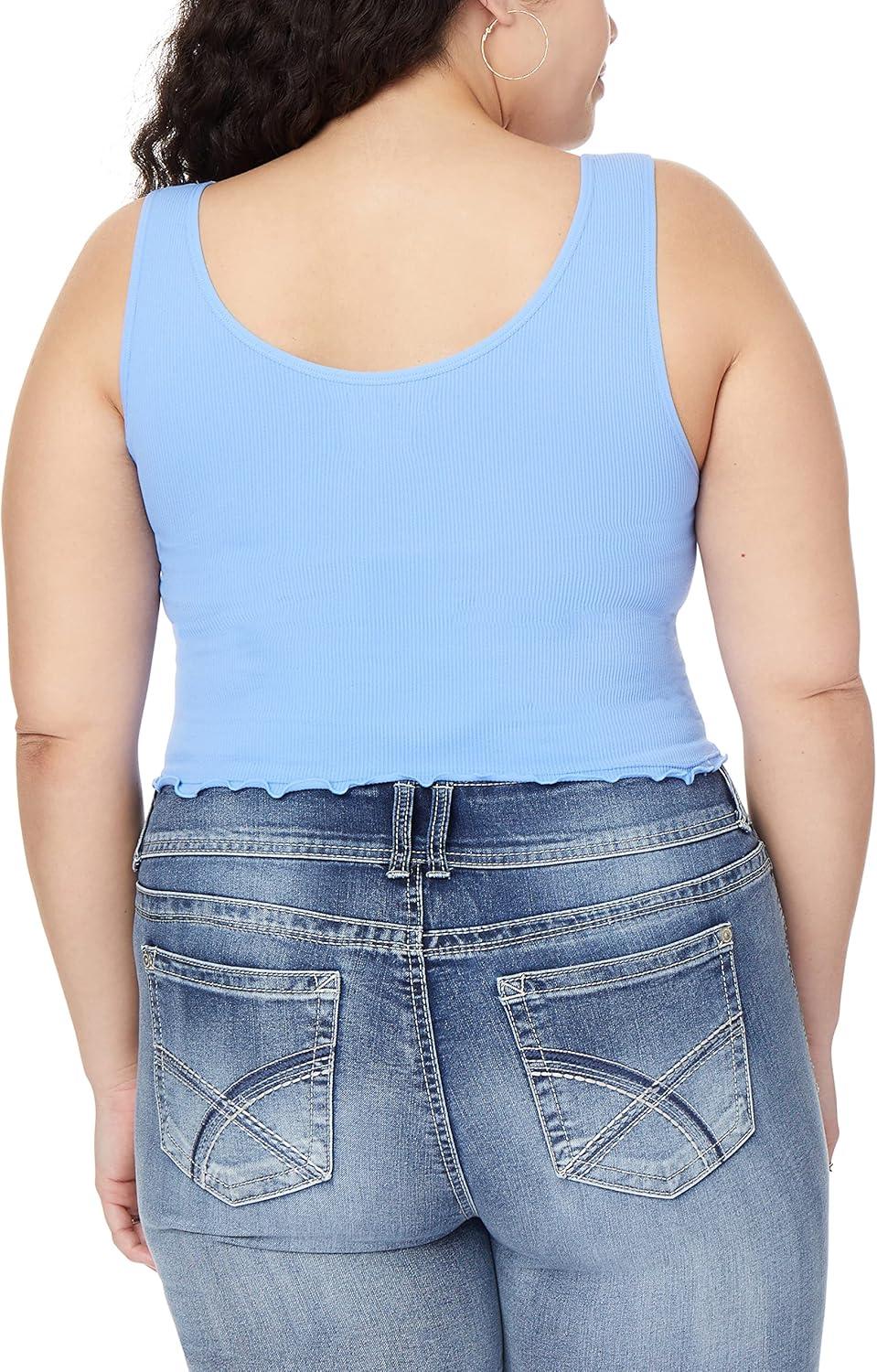 imageWallFlower Womens Insta Smooth Seamless Tank Tops 3Pack Standard and PlusSnow WhiteImpalaAzurine