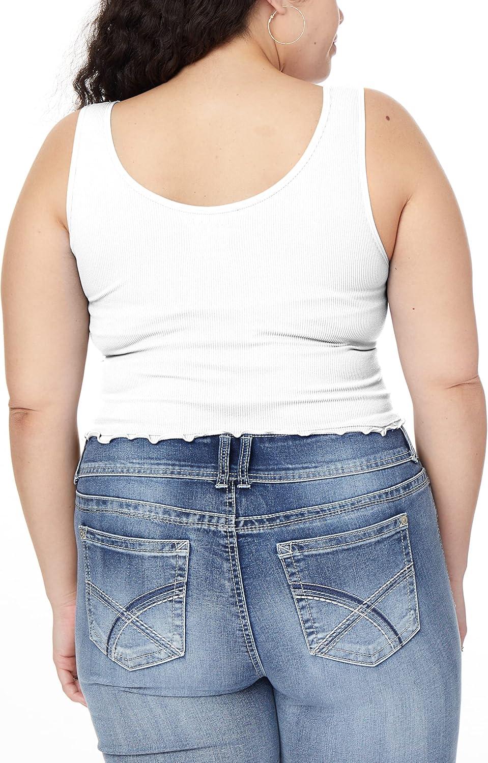 imageWallFlower Womens Insta Smooth Seamless Tank Tops 3Pack Standard and PlusSnow WhiteImpalaAzurine