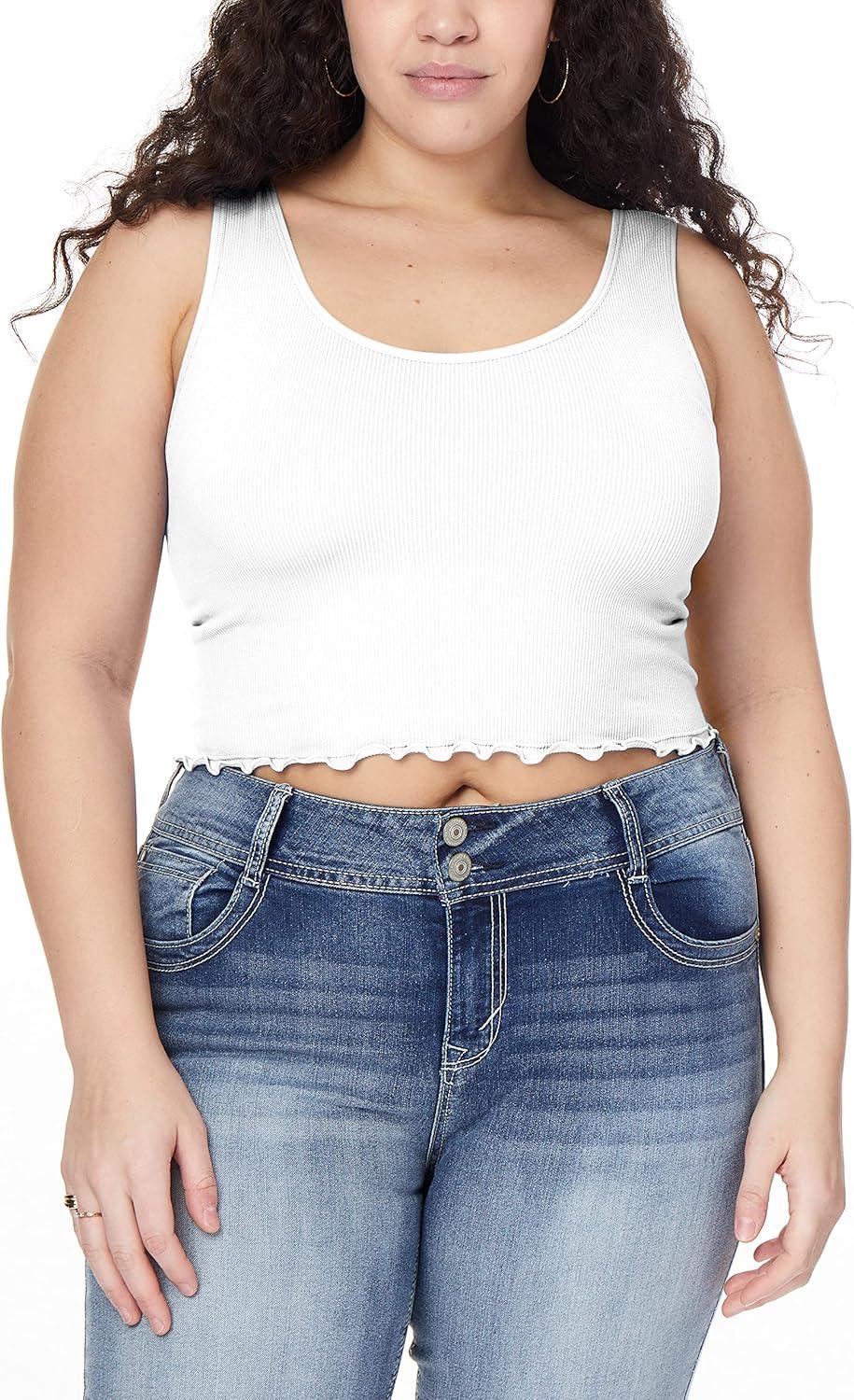 imageWallFlower Womens Insta Smooth Seamless Tank Tops 3Pack Standard and PlusSnow WhiteImpalaAzurine