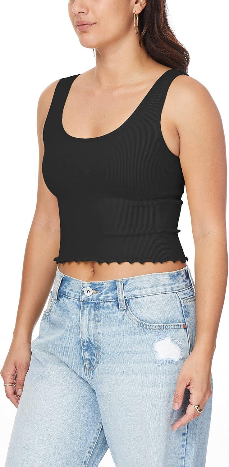 imageWallFlower Womens Insta Smooth Seamless Tank Tops 3Pack Standard and PlusSnow WhiteLily GreenBlack Night