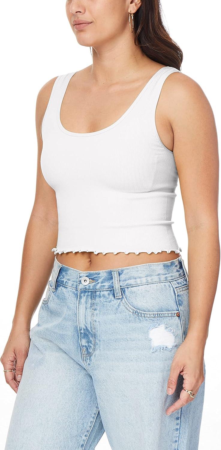 imageWallFlower Womens Insta Smooth Seamless Tank Tops 3Pack Standard and PlusSnow WhiteLily GreenBlack Night