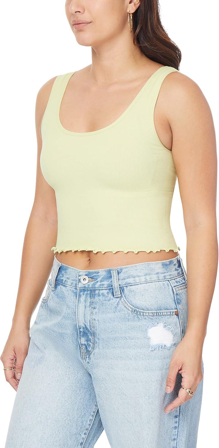 imageWallFlower Womens Insta Smooth Seamless Tank Tops 3Pack Standard and PlusSnow WhiteLily GreenBlack Night
