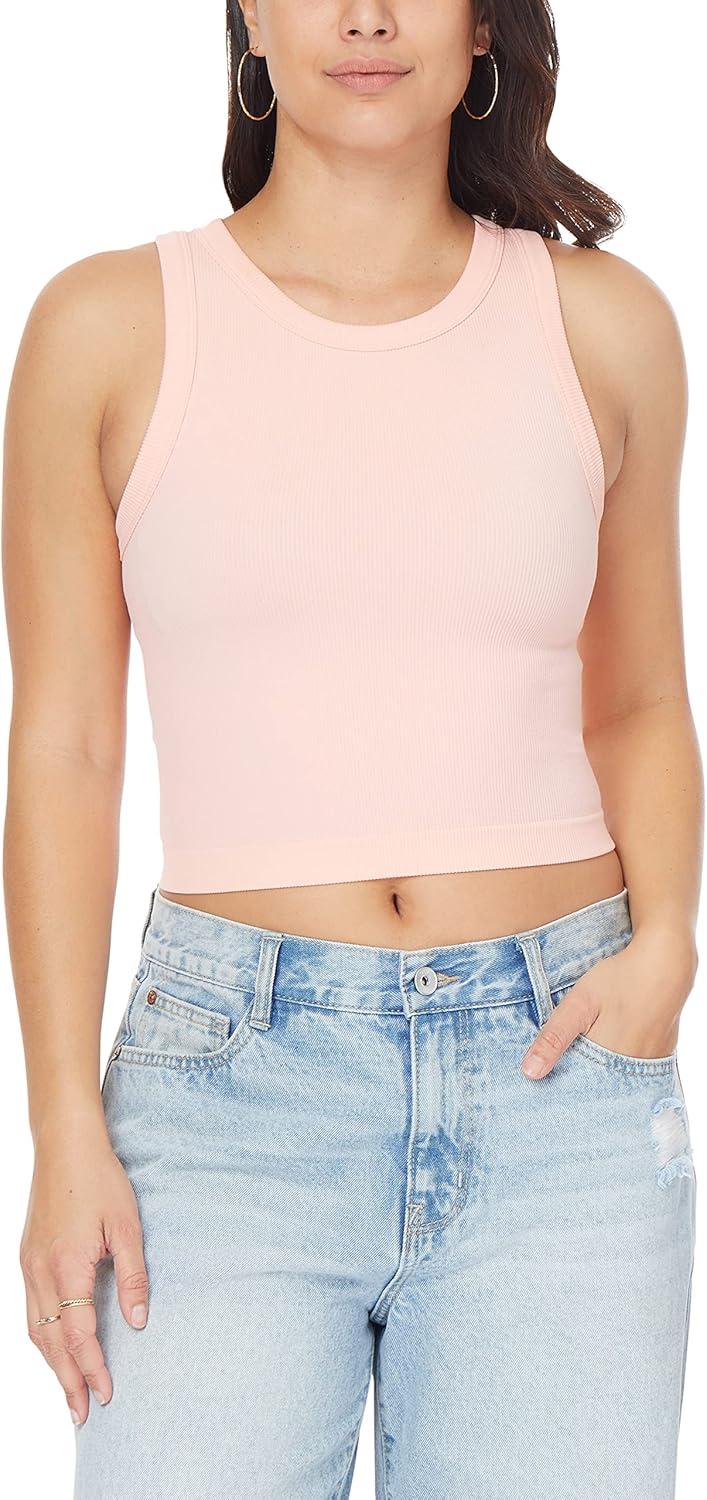 imageWallFlower Womens Insta Smooth Seamless Tank Tops 3Pack Standard and PlusSnow WhitePeach PearlAzurine