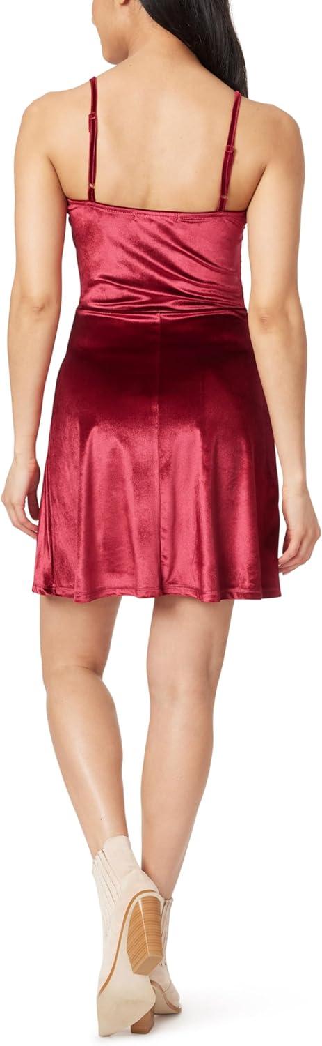 imageWallFlower Womens Joy Mrs Claus Christmas Fur Trimmed Luxe Velour Skater DressRed