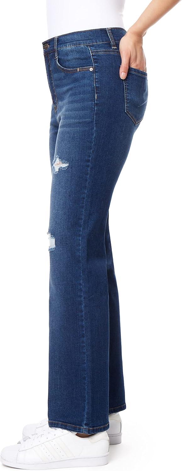 imageWallFlower Womens Juniors InstaVintage Fearless Curvy HighRise Stretch Flip Flop Flare Ankle JeansClarke