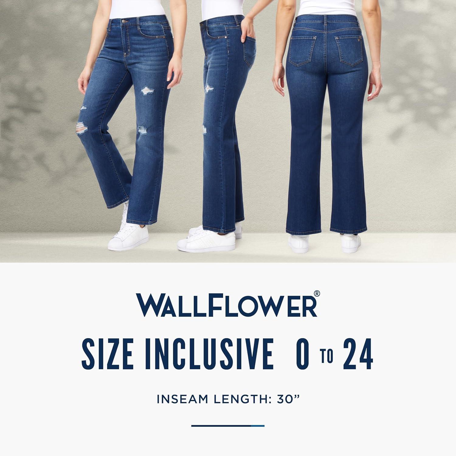 imageWallFlower Womens Juniors InstaVintage Fearless Curvy HighRise Stretch Flip Flop Flare Ankle JeansEzra