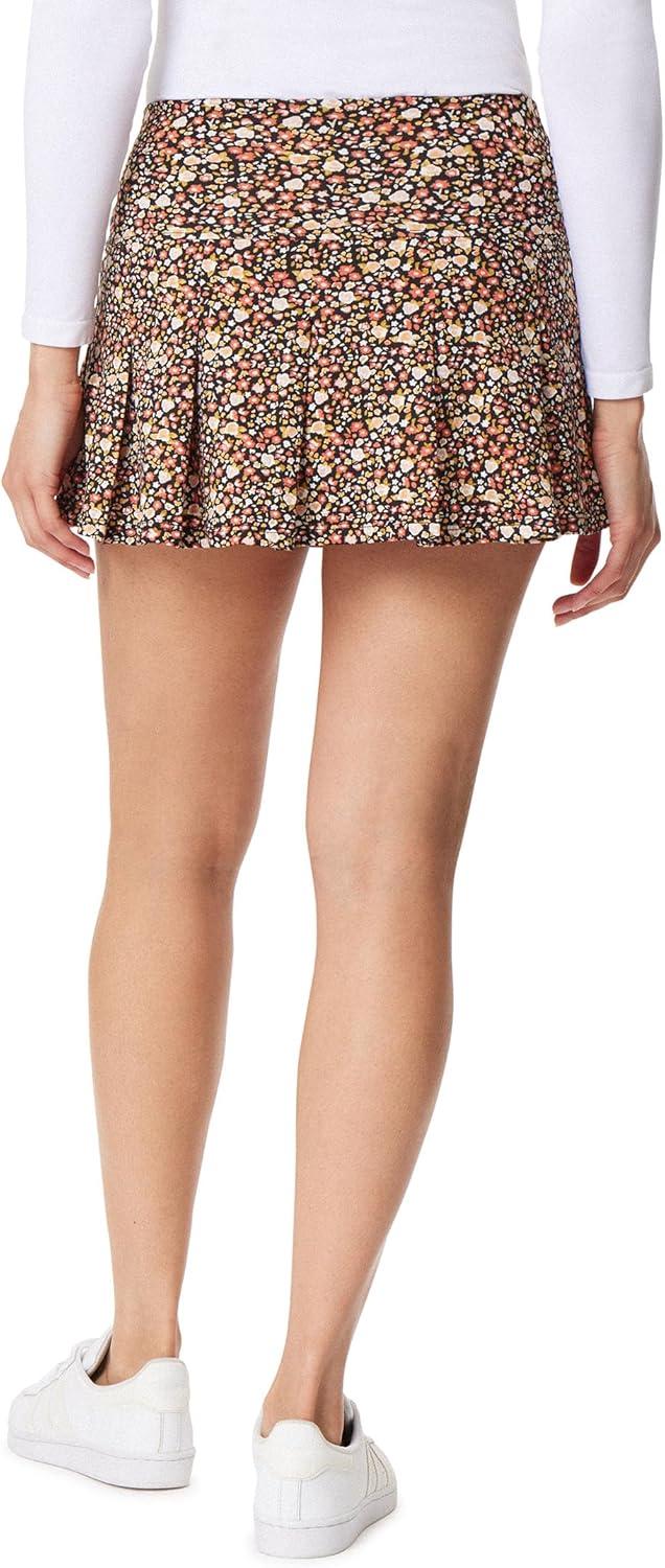 imageWallFlower Womens Knit Jersey Pull on SkirtsBlack Earthtone Ditsy Floral