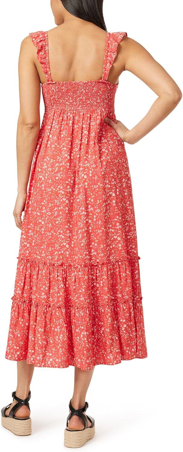 imageWallFlower Womens Lauren Rayon Challis Babydoll Ruched Front Maxi DressCayenne Ditsy Floral